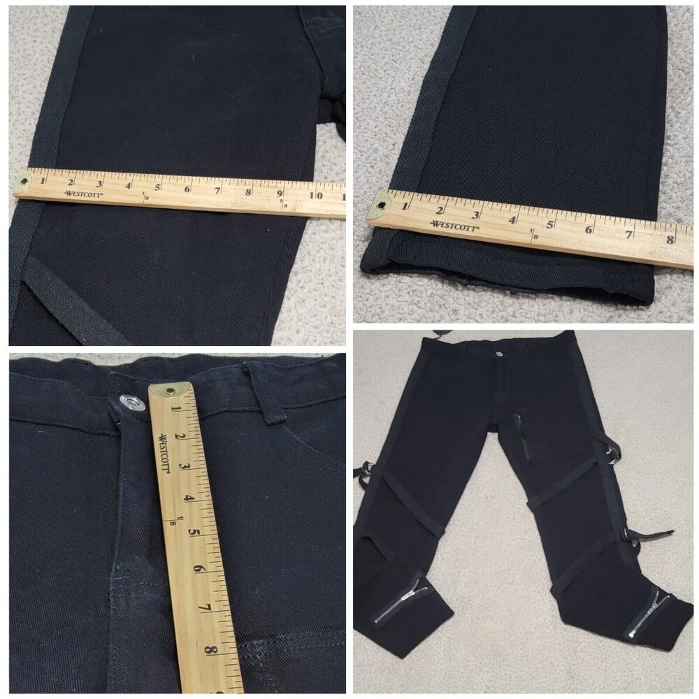 TwillMkt Black Pants Buckle Straps Flat Front Zipped Hem Size 32 NWT - Picture 10 of 11